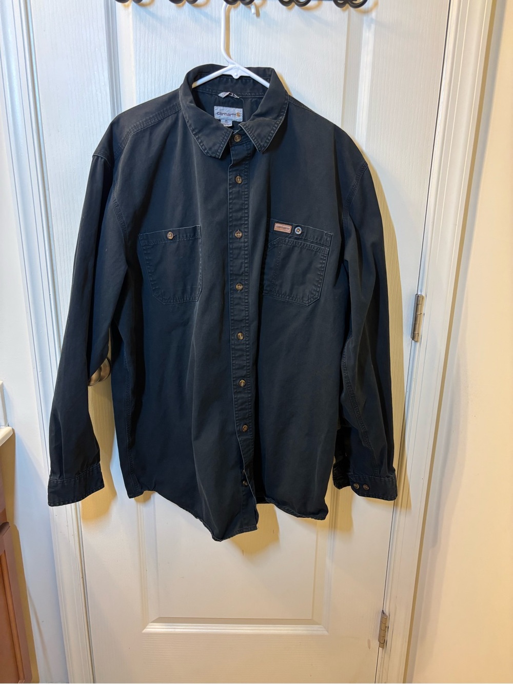 Carhartt Original Fit Shirt Mens XL Tall Black Faded Long Sleeve Workwear XLT